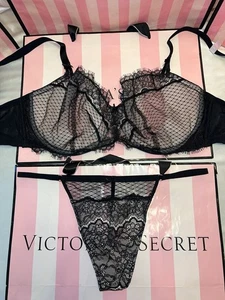 Victoria's Secret BH Dream Angels 38DDD XL V-String schwarz Spitze - Bild 1 von 4