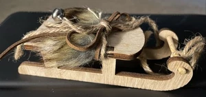 Wooden Sleigh Sled Christmas Ornament 5" Wood and Decorated. German Markets 2024 - Picture 1 of 10