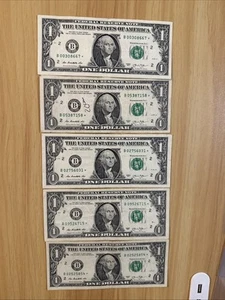 2013 Lot of (5) Not Consecutive(New York) "B" $1 One Dollar ⭐️ STAR⭐️ Notes - Picture 1 of 4