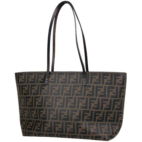 FENDI Zucca Modello Tote Bag Borsa a Tracolla Tote Bag Tela Rivestita Marrone 8BH19...