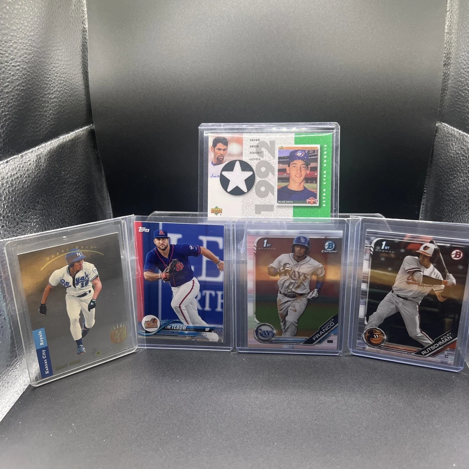 Baseball Fun Pack. Green, Damon, Tebow, Franco & Rutschman. Green-Game Worn. - Imagem 1 de 4