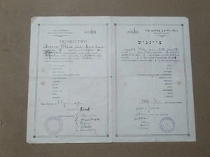 Bereza Kartuska Poland Polish Jewish Judaica 1920s Certificate School Dresner - Picture 1 of 9