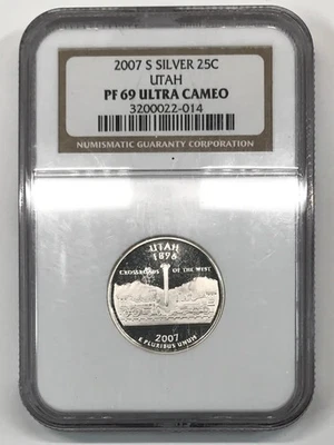 2007-S Silver Proof Utah State Quarter NGC PF-69 ULTRA CAMEO - Image 1 of 2