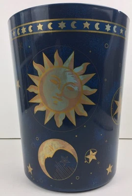 90s Springmaid COSMOS Wastebasket Celestial Sun Stars Moon Trash Can Plastic USA - Image 1 of 4