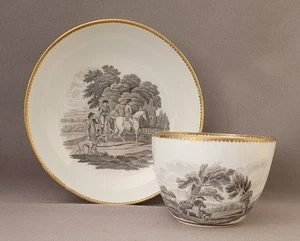 SPODE MURCIÉLAGO IMPRESO HUMANIDAD CONTEMPORÁNEA IMPRESIONES PAT 1922 TAZA Y PLATILLO 1 C1812-15 - Imagen 1 de 7
