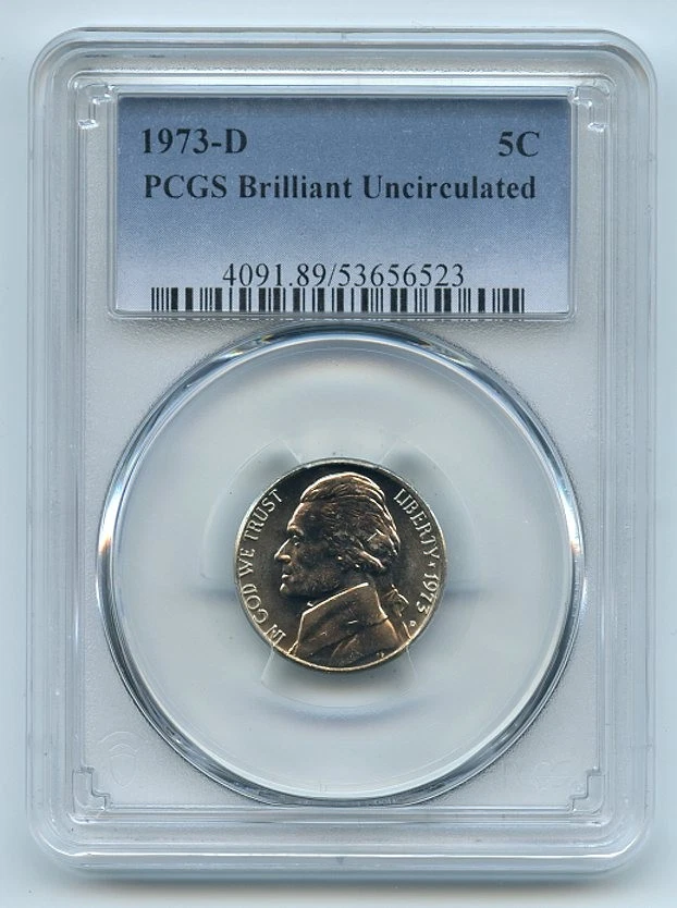 1973 D 5C Jefferson Nickel PCGS Brilliant Uncirculated BU - Image 1 of 1