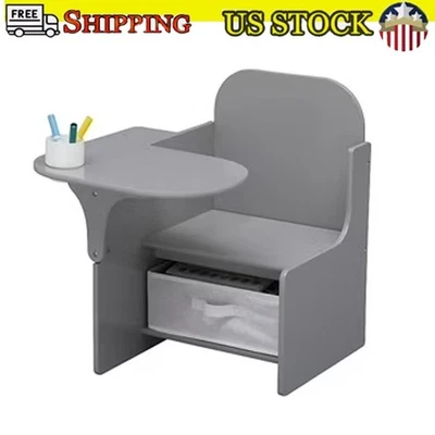 Cadeira de madeira infantil mesa com lixeira de armazenamento arte infantil artesanato mesa atividades brincalhonas EUA - Imagem 1 de 4