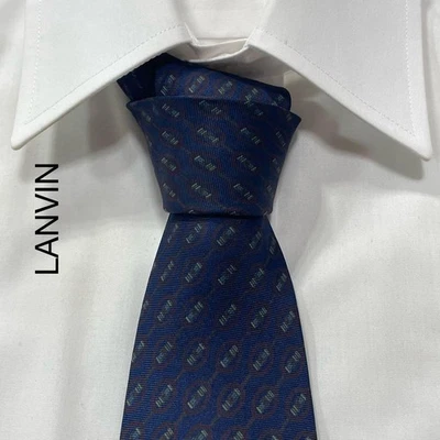 Lanvin Silk Tie Navy Made in Italy Used Pattern Accessories - Image 1 of 4