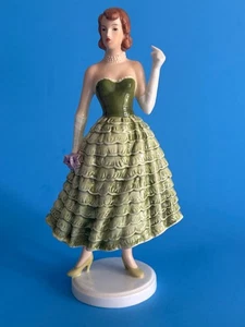 Vintage Goebel 50er Jahre Dame Figur grün Rüschen trägerlos Cocktailkleid W Germany - Bild 1 von 12