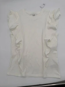 GAP Women's Medium White Ruffle Modern Tee NWT $44.95 757767 - Picture 1 of 10