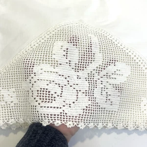 Vintage Cannon Muslin Twin Flat Sheet Eyelet Lace Trim Rose Cotton 64” x 92” - Picture 1 of 13