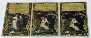 3 Voyeur Romance German Post Card Theochrom Love Story Antique Postcards  - Picture 1 of 1