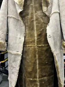 Brandon Thomas-90’s Vintage, Beige, Long, Leather Suede/Faux Fur, Jacket. Gr-L - Bild 1 von 9