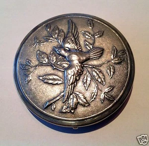 SIGNED "MASRIERA & CARRERAS" 93 GR. STERLING SILVER PUFF & POWDER BOX & MIRROR! - Picture 1 of 7