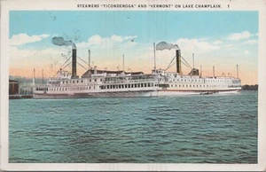 Lake Champlain Vermont Dampfgarer Ticonderoga Vermont hinten geteilt verschickt - Bild 1 von 2