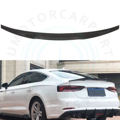 Labio de alerón trasero negro de fibra de carbono para Audi A5 B9 Sline S5 Sportback 2017-2020 Foto 1 de 4