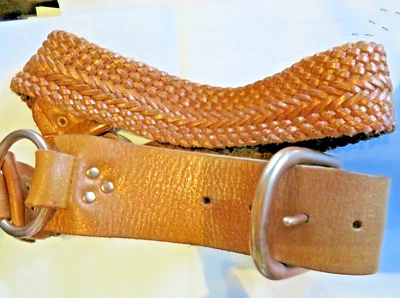 NEW Linea Pelle Leather Ladies Braid Belt 2" wide SZ Large Bronze Metallic  1409 - Image 1 of 4
