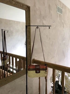 Beautiful BRIGHTON Woven Straw Basket Purse W/heart Fob Croc Trim Fall Colors - Picture 1 of 12