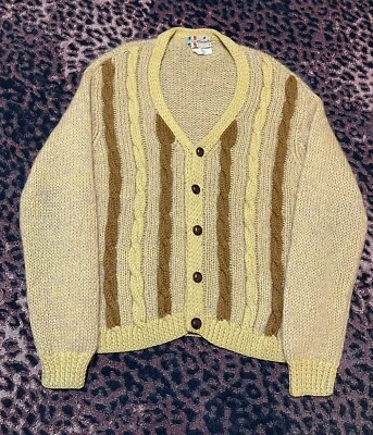 Cárdigan Grunge Vintage Años 50 60 Hecho en Italia Tejido por Cable Mediano Kurt Cobain Mohair Foto 1 de 4