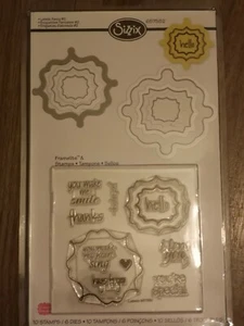Sizzix Framelits & Stempels Set; 10 Stempel & 6 Stanzen - 657582 Etiketten, ausgefallen #2 - Bild 1 von 2