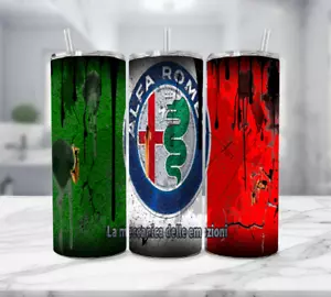 Alfa Romeo Edelstahl Becher Mehrfarbig mit Strohhalm - (20 Oz) - Bild 1 von 4