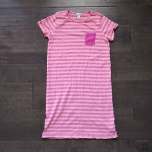 J. Crew Crewcuts Girls Striped T-Shirt Dress Pink Cotton Jersey Youth 14 AX030