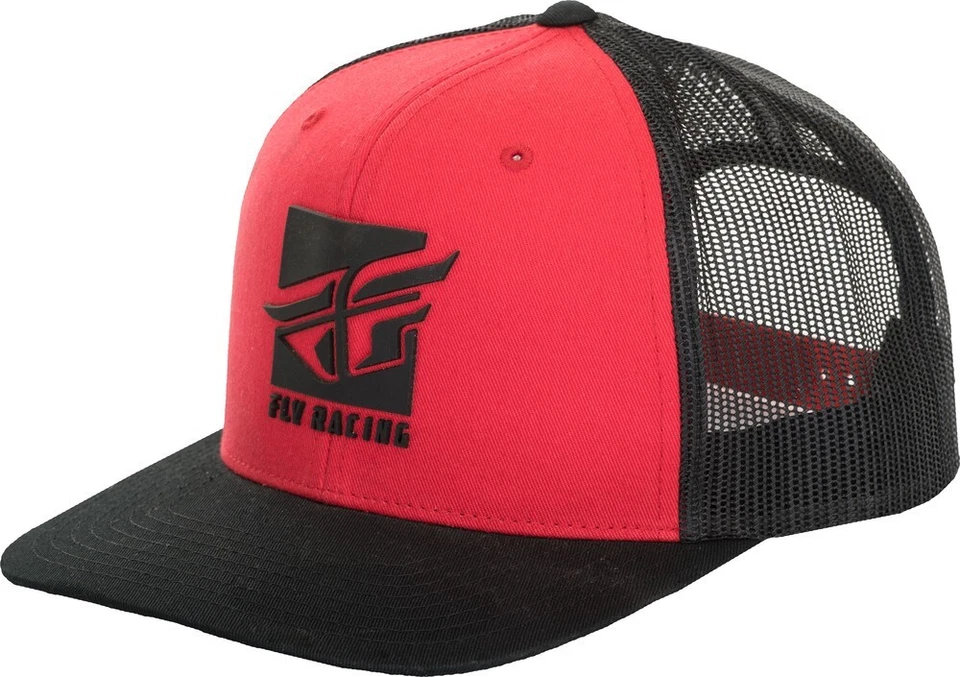 全新 FLY RACING TRUCKER 帽子,红色 带黑色 MESH 背面,MOTOCROSS / DIRT 自行车帽子 — 第 1/2 张图片