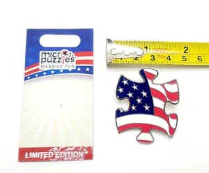 Micro Rompecabezas Bandera Americana Etiqueta Metal Pin Puzzle Pieza Patriótico 4 de Julio - Imagen 1 de 6