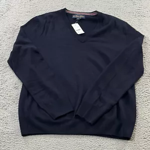 Brooks Brothers Sweater Men's Small Blue V-Neck Merino Wool Italian Yarn $128 - Picture 1 of 11