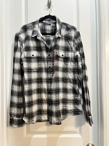NWT Lucky Brand Black/white Classic Fit Plaid Button Down Shirt XL Length 31” - Picture 1 of 7