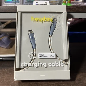 Heyday 6' LTNG to USB-C Braided Cable for iPhone for iPad Gray Teal Gold Flakes - Picture 1 of 3