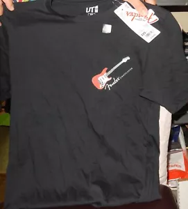 NEW UNIQLO BLACK FENDER STRATOCASTER SHIRT XXS EXTRA EXTRA SMALL - Picture 1 of 4