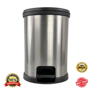 1,5 GAL Runde Stufe Mülleimer Kunststoff Bad Kleine Räume Edelstahl Optik - Bild 1 von 12