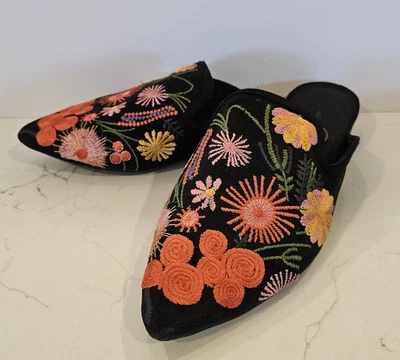 Women's Jessica Simpson Zander Floral Embroidered Mules 8.5 Black  - Image 1 of 4