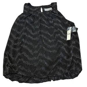 Anthropologie Carly Shimmer Top Medium New NWT Black Silver Sleeveless GORGEOUS - Picture 1 of 9