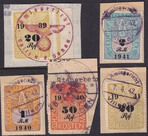 Lot Stamp Germany Poland Revenue 1939-42 WWII 3rd Reich Court Document Fee U 2 - Picture 1 of 1