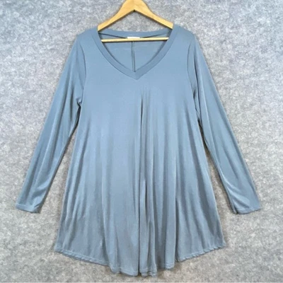 Vestido Jodifl Swing Talla L Verde Salvia Bolsillos Acanalados Sobre la Rodilla Manga Larga Cómodo Foto 1 de 4