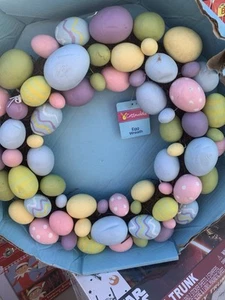 New Easter Speckled Egg Wreath Wall Door Hanging Spring Decor Round Pastels - Picture 1 of 1