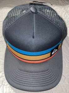 NWT Dark Gray Quiksilver Snapback Baseball Cap Trucker Hat One Size - Picture 1 of 12