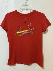 St Louis Cardinals Yadier Molina T-Shirt Women Medium Red Short Slv *Flaws - Picture 1 of 7