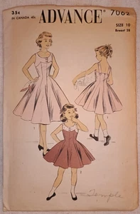 advance 7062 sewing pattern girls dress 1950's size 10 - Picture 1 of 2