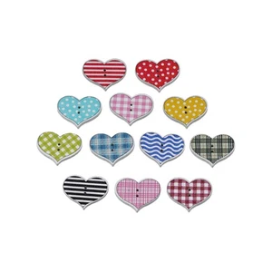 30pcs Cute Heart Wooden Buttons for Crafts Sewing Scrapbooking DIY Decor 25x20mm - Picture 1 of 6