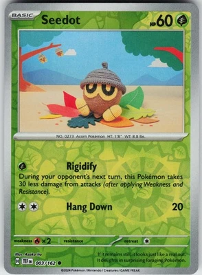 Pokemon Seedot 003/162 SV05: Temporal Forces NM Reverse Holo card - Image 1 of 2