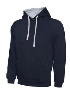 Uneek - Sweatshirt Bertudung Kontras Uniseks - 50% Poliester 50% Kapas - Biru T - Picture 1 of 1