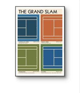 Poster Grande Slam, poster tennis, poster US Open, Wimbledon, Open di Francia, AUS - Foto 1 di 3
