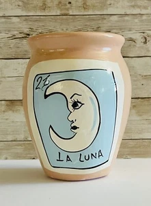Authentic Mexican Cantarito Clay Cup Jarrito de Barro De Loteria 32 Oz 6 Inches - Picture 1 of 3