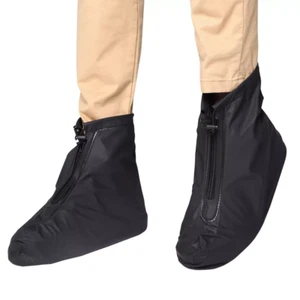 Reusable Rain Shoe Covers Bike Waterproof Zipper Overshoes Boots Gear Anti-Slip - Picture 1 of 19
