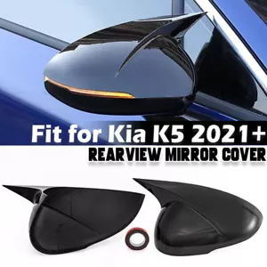 FOR 2021-2023 KIA K5 M STYLE GLOSS BLACK SIDE VIEW MIRROR COVER ADD ON OVERLAY - Picture 1 of 10