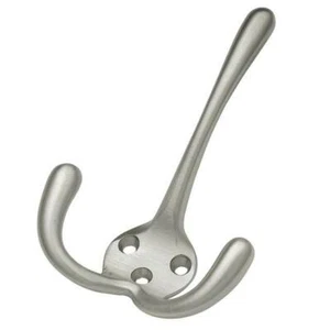 Solid Brass TRIPLE HOOK Satin Nickel, Coat Bath Robe Hall-Tree Hickory P27335-SC - Picture 1 of 1