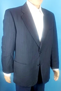 Mens Pierre Balmain Designer Black Wool Suit Jacket Pin Stripe Blazer Size 42R - Picture 1 of 10